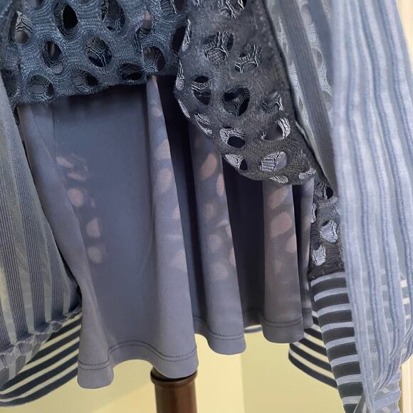 Lane Bryant Crochet Lace Overlay Dress Lined Classic A Line Blue Women's Plus 18 - Picture 9 of 14